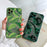 Green Leaves Plant Flower Phone Case for iphone 11 12 13 14 Pro Max Hard Back Shockproof Cover Floral Tropical Design with Slim Glossy Green Palm Leaves Pattern Case