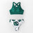 Green Stripe And Leaves Print Bikini Sets Women Tank Swimsuit Women's Two Piece High Neck Bikinis Swimsuits Modest Crop Top Bathing Suits For Teens Two Pieces Girls Beach Bathing Suits Swimwear