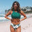 Green Stripe And Leaves Print Bikini Sets Women Tank Swimsuit Women's Two Piece High Neck Bikinis Swimsuits Modest Crop Top Bathing Suits For Teens Two Pieces Girls Beach Bathing Suits Swimwear