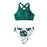 Green Stripe And Leaves Print Bikini Sets Women Tank Swimsuit Women's Two Piece High Neck Bikinis Swimsuits Modest Crop Top Bathing Suits For Teens Two Pieces Girls Beach Bathing Suits Swimwear