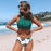 Green Stripe And Leaves Print Bikini Sets Women Tank Swimsuit Women's Two Piece High Neck Bikinis Swimsuits Modest Crop Top Bathing Suits For Teens Two Pieces Girls Beach Bathing Suits Swimwear