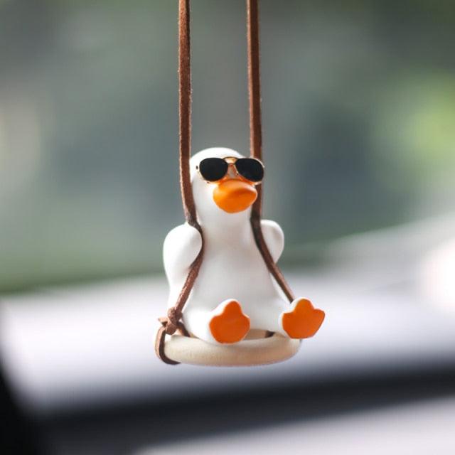 Gypsum Cute Anime Car Accessories Swing Duck Car Pendant Interior Rearview Mirrors Charms Swing Duck Pendant Auto Rearview Mirror Ornaments Birthday Gift Auto Decoration Super Cute Swing Duck Mirror Hanging Car Interior Accessories Car Fragrance