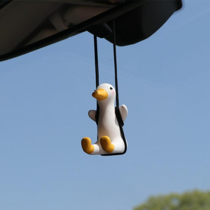 Gypsum Cute Anime Car Accessories Swing Duck Car Pendant Interior Rearview Mirrors Charms Swing Duck Pendant Auto Rearview Mirror Ornaments Birthday Gift Auto Decoration Super Cute Swing Duck Mirror Hanging Car Interior Accessories Car Fragrance