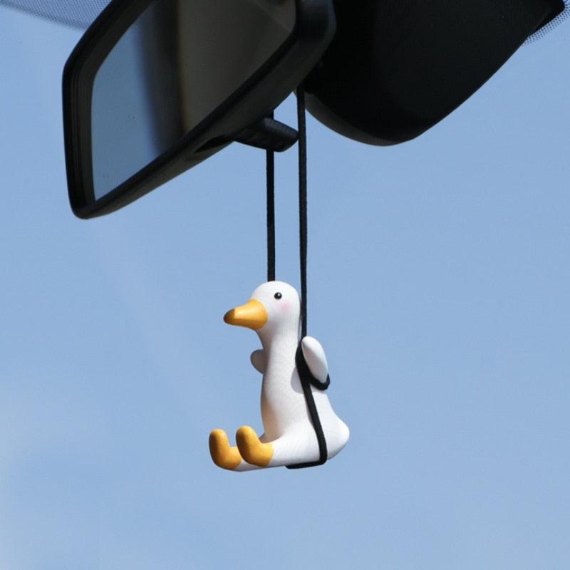 Gypsum Cute Anime Car Accessories Swing Duck Car Pendant Interior Rearview Mirrors Charms Swing Duck Pendant Auto Rearview Mirror Ornaments Birthday Gift Auto Decoration Super Cute Swing Duck Mirror Hanging Car Interior Accessories Car Fragrance