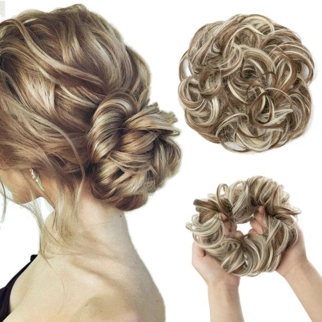 Hair Bun Extensions Messy Curly Elastic Hair Scrunchies Hairpieces Synthetic Chignon Donut Up-do Hair Pieces Clip in Hair Extension For Volumized Hair Buns For Girls