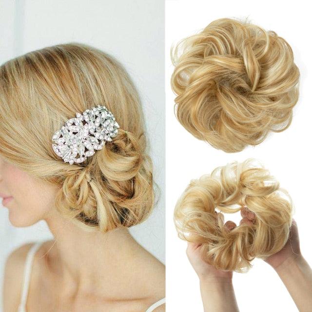 Hair Bun Extensions Messy Curly Elastic Hair Scrunchies Hairpieces Synthetic Chignon Donut Up-do Hair Pieces Clip in Hair Extension For Volumized Hair Buns For Girls