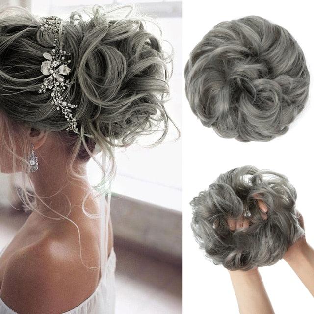 Hair Bun Extensions Messy Curly Elastic Hair Scrunchies Hairpieces Synthetic Chignon Donut Up-do Hair Pieces Clip in Hair Extension For Volumized Hair Buns For Girls