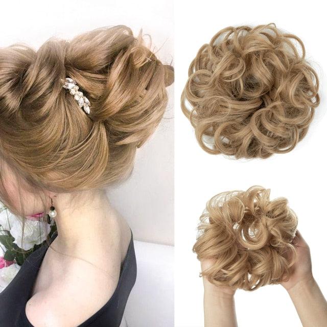 Hair Bun Extensions Messy Curly Elastic Hair Scrunchies Hairpieces Synthetic Chignon Donut Up-do Hair Pieces Clip in Hair Extension For Volumized Hair Buns For Girls