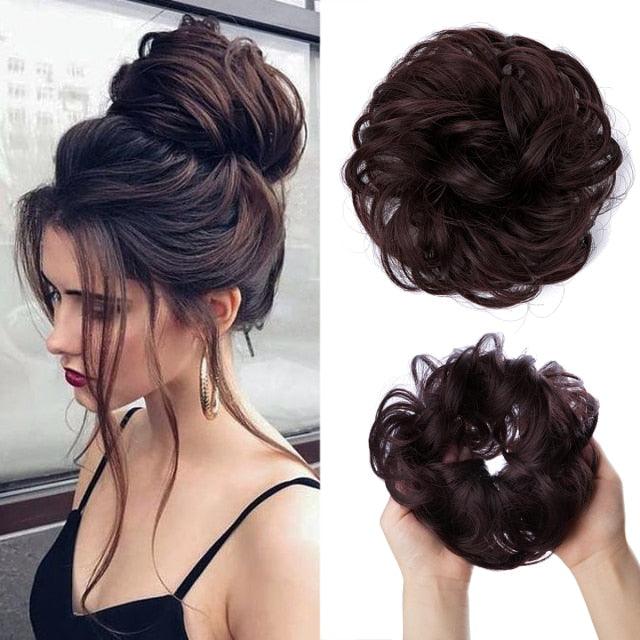 Hair Bun Extensions Messy Curly Elastic Hair Scrunchies Hairpieces Synthetic Chignon Donut Up-do Hair Pieces Clip in Hair Extension For Volumized Hair Buns For Girls