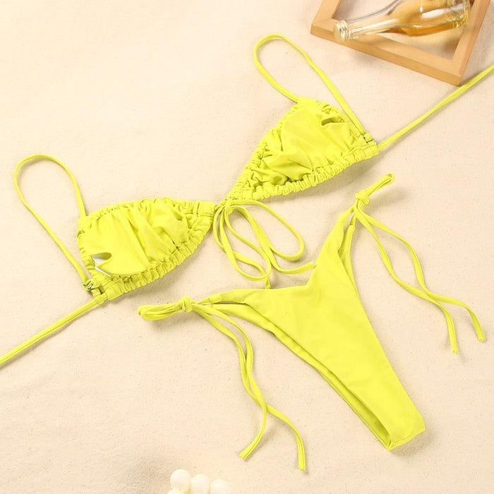 Halter Bikinis Swimsuit String Bikini Swimsuit for Women Triangle Tie Side Adjustable Swimsuit Bathing Suit 2 Piece Set New 2 Piece Swimwear High Cut Bikini Set Print Bandage Beachwear