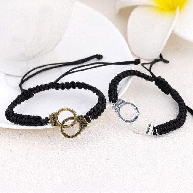 Handmade Adjustable Handcuffs Bracelets For Men Women Couple Valentine Day Jewelry Handcuff Couple Bracelets Handmade Infinity Forever Strentch Friend Bracelet Adjustable Bestfriend Matching Rope Bracelet