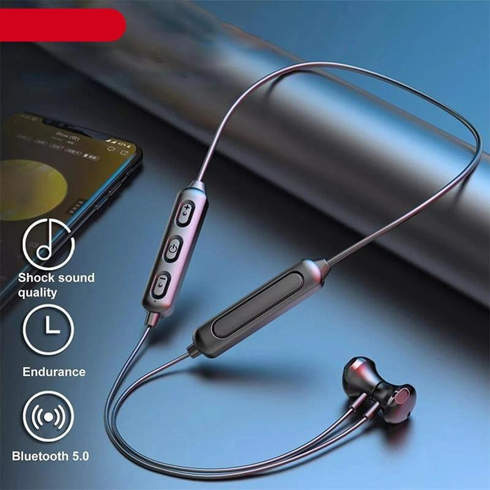 Hanging Neck Bluetooth 5.0 Wireless Sports Headset Ear Headset Bluetooth Headphones Earbuds Earphone With Microphone For Bluetooth Over Ear Headphones, Wireless 5.0/Wired Headset, 55Hrs Playtime, Hi-Fi Stereo Deep Bass, Soft Earmuffs & Light Weight