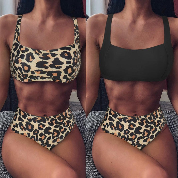 High Waist Bikini Leopard Bikini Women Push Up Swimsuit Women's Leopard Print Swimsuits High Waist Bikini Set 2 Piece Bathing Suits Women Printed Swimwear Tie Dye Summer Swim Beachwear