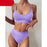 High Waist Bikinis Ribbed Swimwear Women Push Up Swimsuits Women's Scoop Neck Swimsuits High Waist Bikini Sets 2 Piece Bathing Suit Solid Strap Bathing Suit Female Set