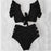 High Waist Ruffled Bikini Set Flounce Bikini Swimwear  Women's Cute Ruffle 2 Piece Bathing Suits Elegant Bikini Swimsuits With Cheeky Floral Women Two Pieces Swimsuit Floral Beachwear V-Neck Bathing Suit