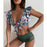 High Waist Ruffled Bikini Set Flounce Bikini Swimwear  Women's Cute Ruffle 2 Piece Bathing Suits Elegant Bikini Swimsuits With Cheeky Floral Women Two Pieces Swimsuit Floral Beachwear V-Neck Bathing Suit