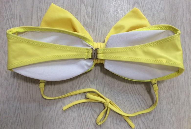 High Waist Yellow Bikini Women's Bathing Suit Front Ruffle Bikini Set Two Piece Swimsuit Swimwear Women Swimsuit Push Up Bikinis Set Bathing Suit Female Beachwear Tie Side Bottom Triangle Bikini Swimsuits