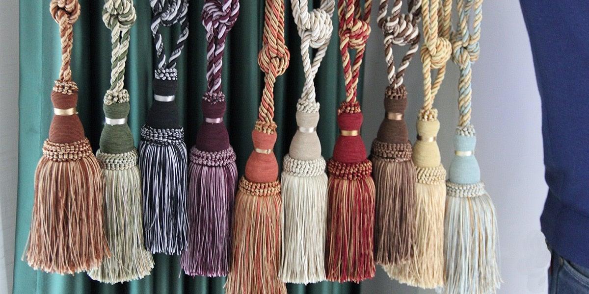 Home Decoration Polyester Tassel Tiebacks Curtain Holder Handmade Tassel Curtain Rope Holdback Window Drape Hanging Ball Tassels Curtains Buckle Sling Binding Lantern Tiebacks Handcrafted Braided Curtain Holdbacks Window Home Decor 55-90cm