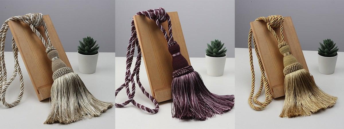 Home Decoration Polyester Tassel Tiebacks Curtain Holder Handmade Tassel Curtain Rope Holdback Window Drape Hanging Ball Tassels Curtains Buckle Sling Binding Lantern Tiebacks Handcrafted Braided Curtain Holdbacks Window Home Decor 55-90cm