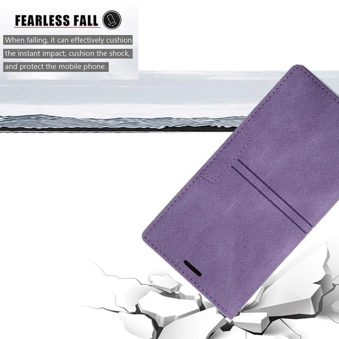 Iphone Wallet Skin Friendly Magnetic Flip With Card Slot Leather Case For iPhone 14 Pro Max 13 12 11 Modern Purple Genuine Leather Detachable Magnetic Flip Cover with Card Holders