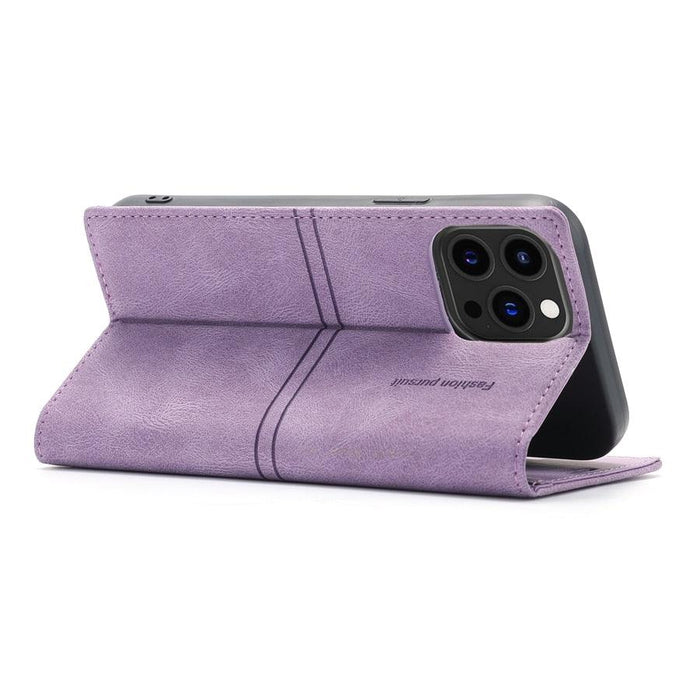 Iphone Wallet Skin Friendly Magnetic Flip With Card Slot Leather Case For iPhone 14 Pro Max 13 12 11 Modern Purple Genuine Leather Detachable Magnetic Flip Cover with Card Holders