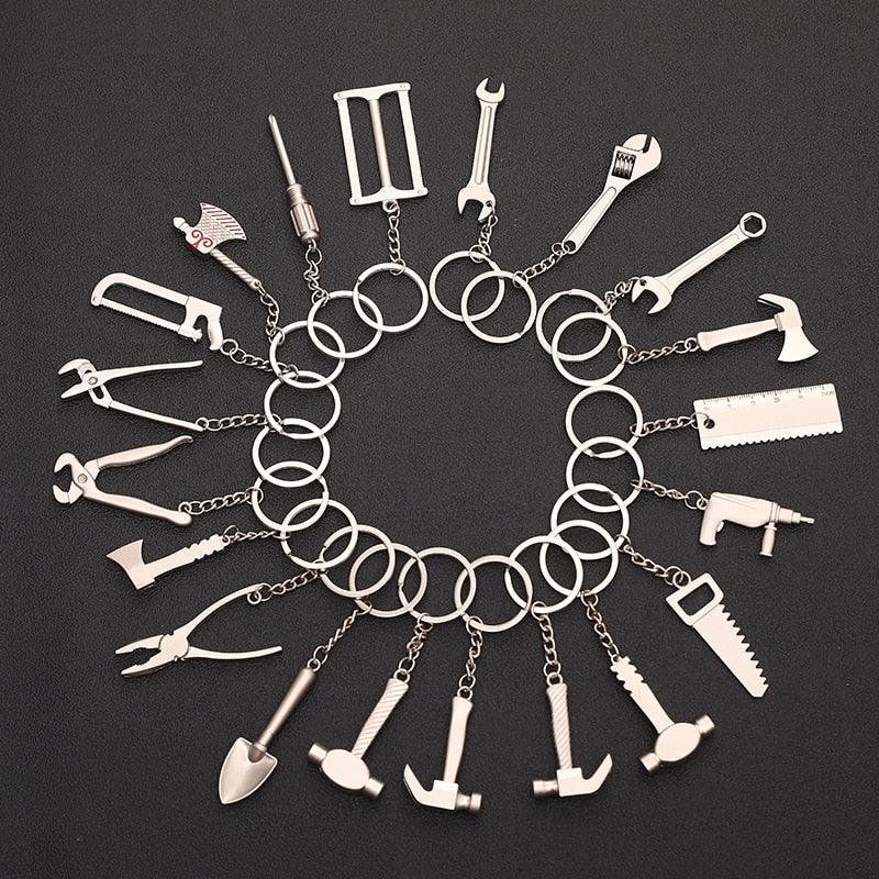 Keychains For Men Car Bag Keyring Combination Mini Construction Hard Tool Portable Mini Utility Pocket Clasp Ruler Hammer Wrench Pliers Shovel Mini Key Chain Tool  Letters Keychains Hammer Screwdriver Wrench Keyring Handbag Decor Tassel Hanging Pendant