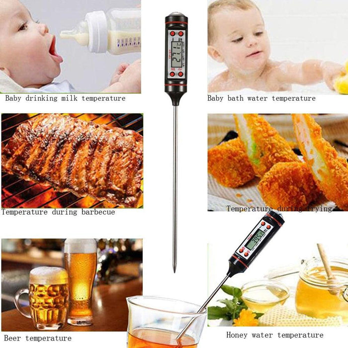 Kitchen Digital BBQ Food Thermometer Meat Cake Candy Fry Grill Dinning Household  Meat Thermometer Digital Instant Read Food Meat Thermometer with Long Probe Cooking Thermometer for Kitchen BBQ Grill and Cooking Thermometer  Oven Thermometer Tool