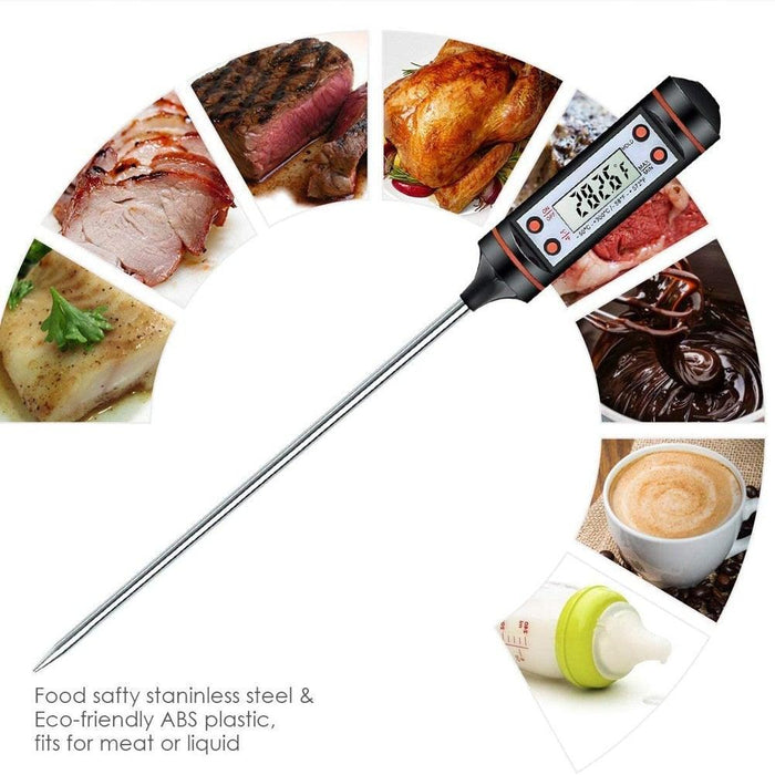 Kitchen Digital BBQ Food Thermometer Meat Cake Candy Fry Grill Dinning Household  Meat Thermometer Digital Instant Read Food Meat Thermometer with Long Probe Cooking Thermometer for Kitchen BBQ Grill and Cooking Thermometer  Oven Thermometer Tool