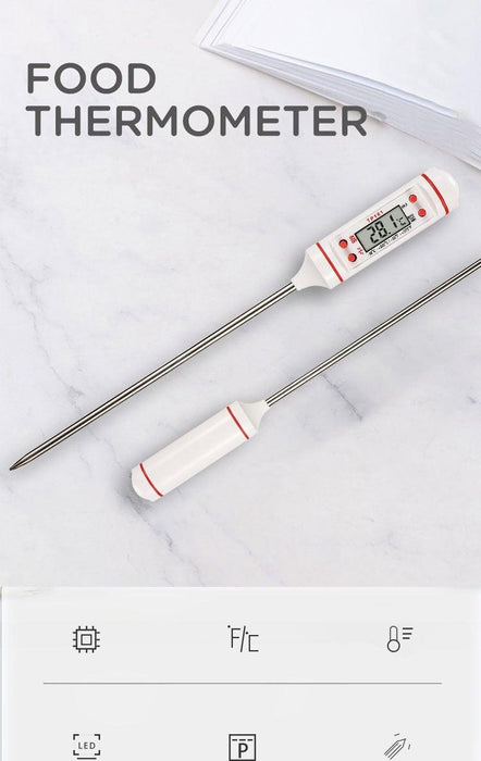 Kitchen Digital BBQ Food Thermometer Meat Cake Candy Fry Grill Dinning Household Waterproof Instant Read Meat Thermometer for Cooking Digital Food Thermometer For Cooking IP67 Waterproof Kitchen Thermometer Probe With Cooking Thermometer Oven Tool