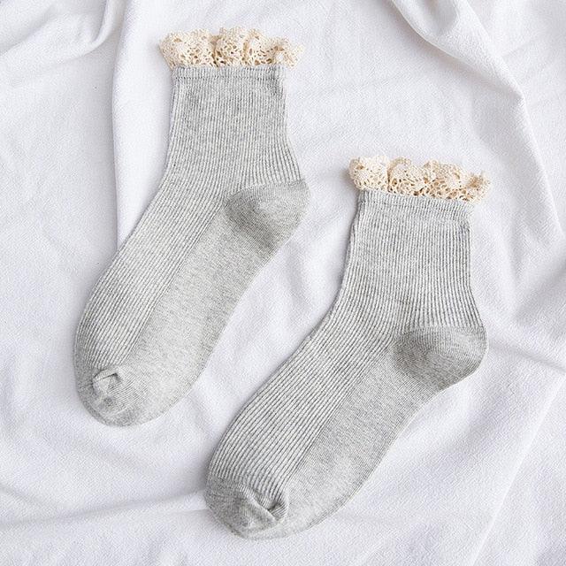 Lace Frilly Ruffle Socks Kawaii Cute Korean Style Women Cotton Woman Socks Winter Comfortable Cotton Socks Warm Socks For Men And Women