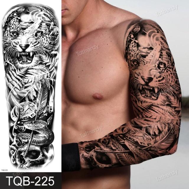 Large Black Temporary Tattoo Waterproof Luxury Big Tattoo For Body Arm Legs Modern Design - STEVVEX Beauty - 103, 3D Tattoo, Animal Tattoo, Arm Tattoo, Beauty, Big Tattoo, Black Tattoos, Body Tattoo, Extra Large Tattoo, Fashion Tattoo, Gladiator Tattoo, Large Black Tattoo, Large Tattoo, Leg Tattoo, Lion Tattoo, Luxury Tattoo, Men Tattoo, Mens Tattoo, Modern Tatoos, Modern Tattoo, Stylish Tattoo, Tattoo, Waterproof Tattoo - Stevvex.com