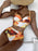 Leaf Floral Bikini Set Women Backless High-Waist Two Pieces Swimwear Beach Bathing Suits Swimsuits Women's Ruffle Bandage Bikini High Waist Bottoms Two Piece Swimsuits