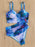 Leaf Floral Bikini Set Women Backless High-Waist Two Pieces Swimwear Beach Bathing Suits Swimsuits Women's Ruffle Bandage Bikini High Waist Bottoms Two Piece Swimsuits