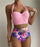 Leaf Floral Bikini Set Women Backless High-Waist Two Pieces Swimwear Beach Bathing Suits Swimsuits Women's Ruffle Bandage Bikini High Waist Bottoms Two Piece Swimsuits