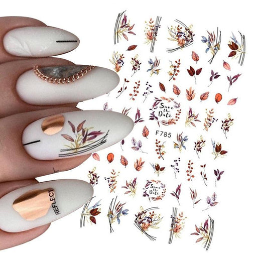 Leaf With Lines Nails Sticker Designer Fruit Nail Art 3D Decals Acrylic Designs Self Adhesive Manicure Slider Stickers Glitter Decals Love Nail Sequins Laser Heart Nail Supplies Sparkle Nail Accessories Star Accessories Heart Nail Art