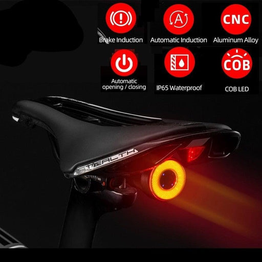 LED Bicycle Waterproof USB Charging Taillight Cycling Flashlight Auto Brake Sensing Smart Bicycle Rear Brake Lights Braking Sensing Taillights USB Rechargeable Ultra Bright LED Warning Bicycle Flashlight