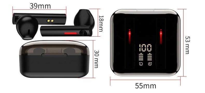 LED Display Bluetooth 5.0  Wireless Headphone Magnetic 9D Stereo Sound Earbud Sports Easy Pairing Earphone With Microphone Bluetooth In Ear Built-in Mic Headset For Sport Black Headphones Wireless Light Weight Design