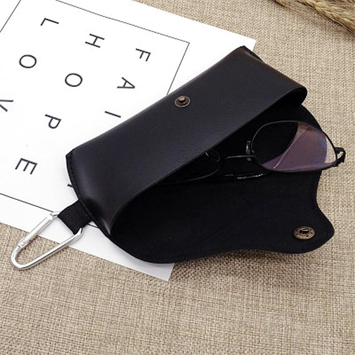 Lightweight Leather Sunglasses Case Glasses Box High-Grade Cover Eyeglasses Leather Glasses Case With Belt Hole Portable Eyeglasses Case Black Elegant PU Leather Sunglasses Bag For Gift