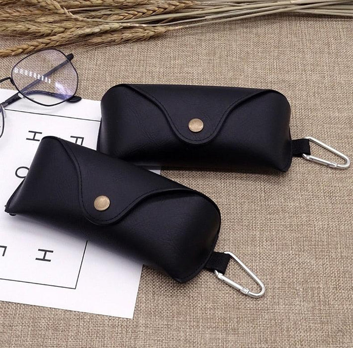 Lightweight Leather Sunglasses Case Glasses Box High-Grade Cover Eyeglasses Leather Glasses Case With Belt Hole Portable Eyeglasses Case Black Elegant PU Leather Sunglasses Bag For Gift