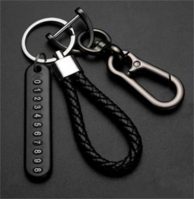 Lock Key Ring Auto Vehicle Key Chain Heavy Duty Car Keychain Anti-Lost Car Keychain with Phone Number Car Keyring Phone Number Plate Lock Key Ring  Anti-Lost Car Key Pendant Split Rings Keychain Phone Number Card Keyring Auto Vehicle Key Chain