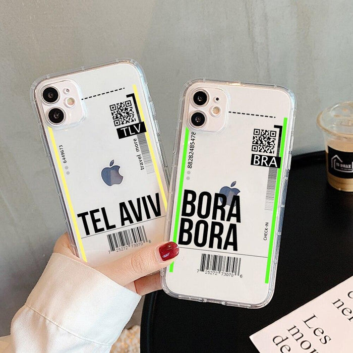 London Paris Tokyo Travel Transparent phone case for iPhone 14 11 12 13 mini pro XS MAX 8 7 6S Plus X SE XR Anti-Yellowing Phone Cover Transparent Full Safe Phone Case