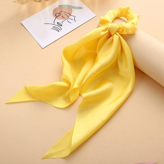 Long Ribbon Women Ponytail Scrunchies Scarf Elastic Hair Band Knotted Streamer Hair Ties Silky Satin Hair Rope Ponytail Holder Accessories for Women