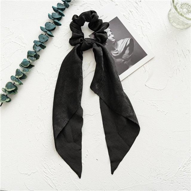 Long Ribbon Women Ponytail Scrunchies Scarf Elastic Hair Band Knotted Streamer Hair Ties Silky Satin Hair Rope Ponytail Holder Accessories for Women