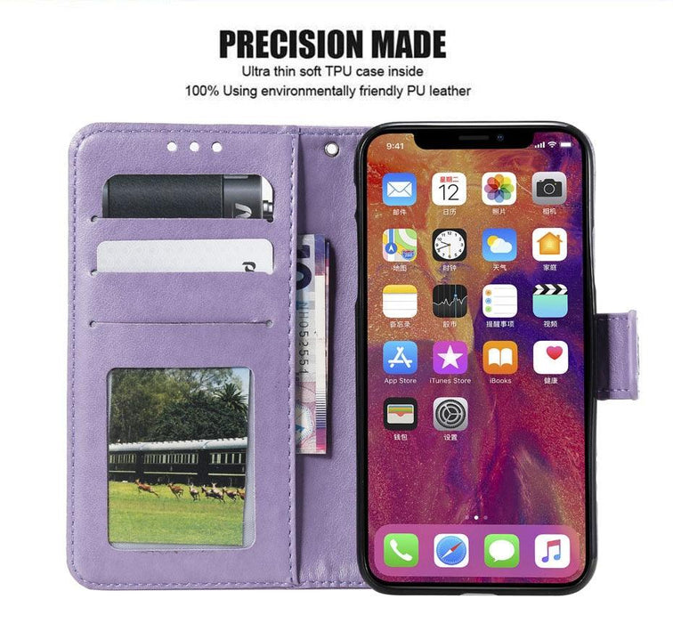 Love Couple Leather Case For iPhone 12 11 Pro  mini Phone Flip Wallet Soft Cover Shockproof Floral Cute Modern Leather Wallet Phone Case For iPhone