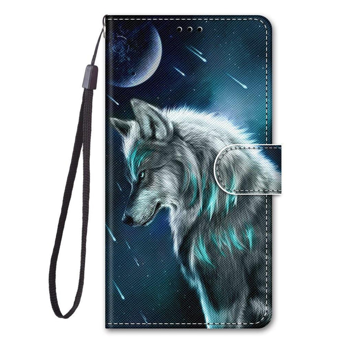 Lovely Cat Wolf Pattern Wallet Flip Cases For Xiaomi Redmi 8A 9A 9C 9T Note 8 Pro 8T 9 9T 10 5G Card Holder Stand Book Cover Magnetic Protective Cover with  Shockproof Inner Shell