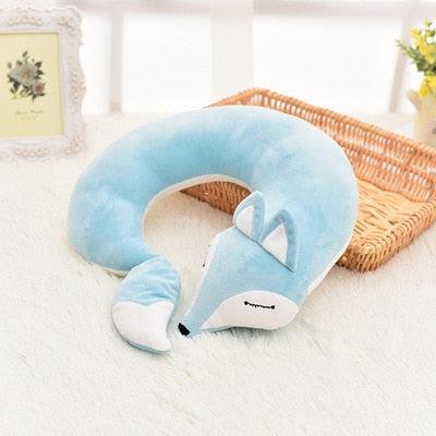 Lovely Fox Travel Pillow Animal Cotton U Shape Travel Car Train Plane Home Nap Pillow Health Care Gift Neck Pillow Travel Pillows Cartoon Planes Fox Animal U-Shaped Neck Pillow Plush Fur Warm Comfortable Luggage Pillow for Airplanes Car Train