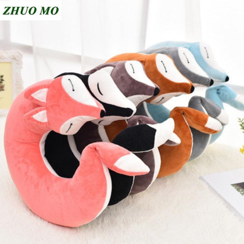 Lovely Fox Travel Pillow Animal Cotton U Shape Travel Car Train Plane Home Nap Pillow Health Care Gift Neck Pillow Travel Pillows Cartoon Planes Fox Animal U-Shaped Neck Pillow Plush Fur Warm Comfortable Luggage Pillow for Airplanes Car Train