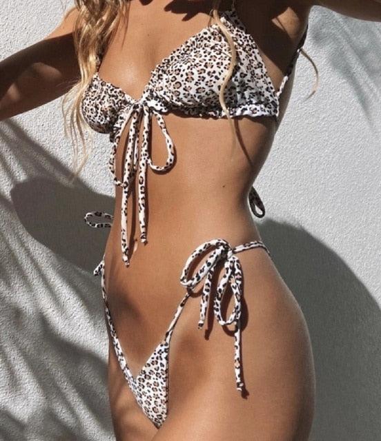 Low Waist Bikini Triangle Swimwear Female String Swimsuit Women Two Piece Swimsuit Swimwear Halter String Triangle Bikini Sets Women Print 2 Piece Suit Push Up Bathing Suit Swim Suit New