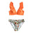 Low-waist Bikinis Set Swimwear Women Swimsuits Bathing Suit Orange Floral Ruffled Bikini Beachwear Bikini Swimsuits Ruffle Floral Two Piece Bathing Suits Printed Halter Neck Swimwear Beachwear