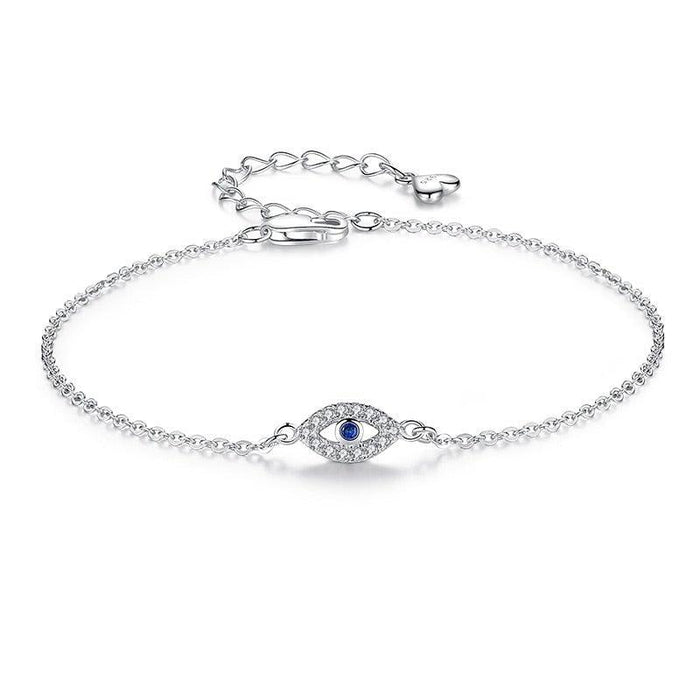 Lucky Eye Bracelet Sterling Silver Bracelets For Women Luxury Adjustable Eye Shaped Bracelet Cubic Zirconia Elegant Pendant Necklace Dainty Jewelry